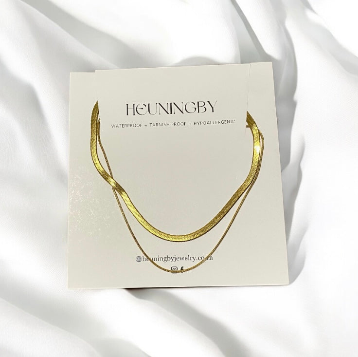 stainless steel double snake chain necklace