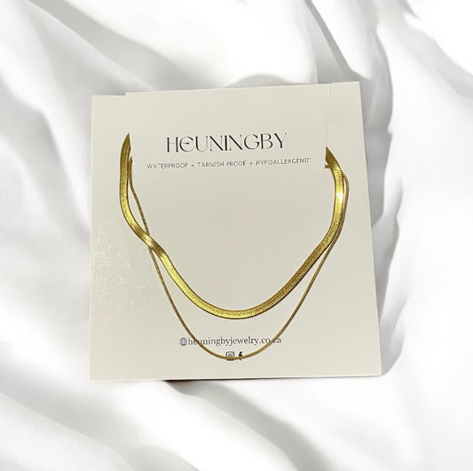 stainless steel double snake chain necklace