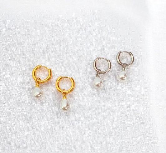 Stainless steel earrings with pearl